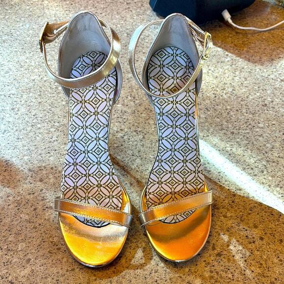 Anne Michelle Gold High Heel Sandals - Picture 1 of 10